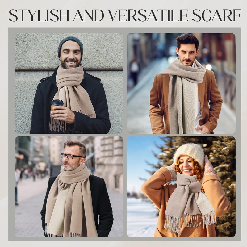 Mens Scarf Winter, Cold Weather Warm Thick Scarves, Soft Stylish