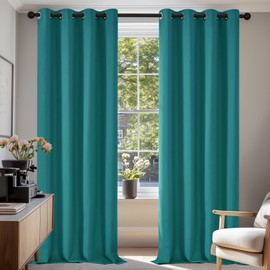 Deconovo Deconovo Super Soft Solid Thermal Insulated Blackout Curtains for Bedroom Eyelet 55x87 Inch Two Panels Turquoise