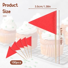100 Pcs Flag Toothpicks Blank Toothpick Flags Cheese Markers Flag Cupcake Toppers Sticks Food Labels for Party Buffet Food Tags for Party DIY Food Decoration (Red)