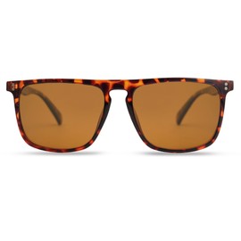 VANLINKER Polarized Square Sunglasses for Men Women Dark Shades with UV Protection for Driving Tortoise Frame Brown Lens