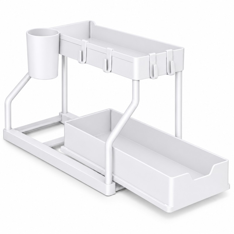 2-Tier Under Sink Organizer for Kitchen & Bathroom – Stainless