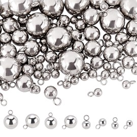 UNICRAFTALE 100pcs 4 Different Size Rondelle Beads Stainless Steel Beads with Rings Beads Spacer Beads Stainless Steel Charms Ball Stainless Steel Color Metal Beads Beads Charm Parts for Bracelet