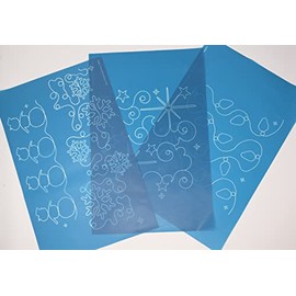 Hancy Creations Christmas Holiday Bundle, Pack of 3 Full Line Stencils, #40005 White Winter with Snowman Border, #60041 Christmas Star, #60042 Christmas Lights (40005, 60041, 60042)