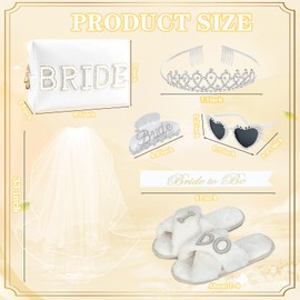 Bachelorette Gifts for Bride, Bride to Be Gifts, Bachelorette Party Decorations,Wedding Veil, Bride Makeup Bag, Bride Slippers, Bride Sash, Bride Hair Clip, Bridal Shower Gifts for Women Girls