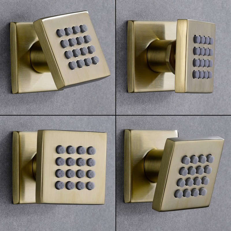 4 pcs Brass Square Body Spray Shower Jets High Pressure
