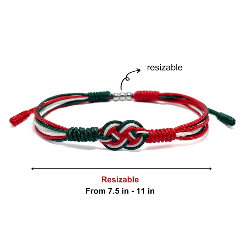 HARACRAFT White Green and Red Patriotic Infinity String Bracelet, Italy,