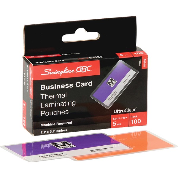 GBC Laminating Sheets, Thermal Laminating Pouches, Business Card Size, 5