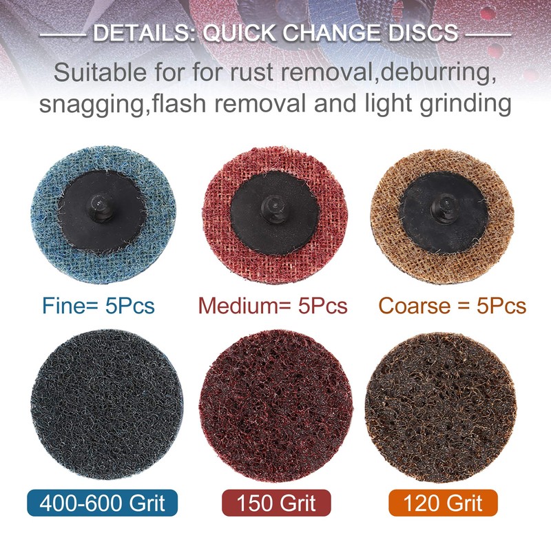 sourcingmap 42 Pcs Sanding Discs Nylon Roll Lock Surface Coarse