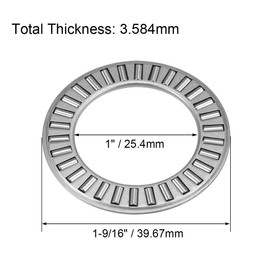 TOP-VIGOR 1Pcs TC1625 Thrust Needle Roller Bearings with Washers, 1"x1-9/16"x5/64" Bearing for Conveying Equipment, Automobiles, Pump, Machine Tools, Chromium Steel