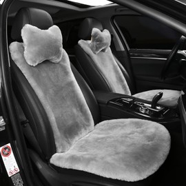 MLOVESIE Genuine Sheepskin Car Seat Cushion Australian Natural Wool Auto Seat Cover Soft Fur Pad Comfort Warm Winter Office Chair Wheelchair Universal Fit