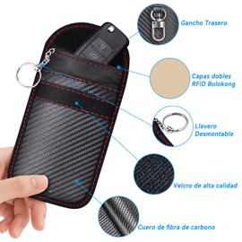 Bolsa para llavero, Bloqueo de Señal RFID para Coche, Protector de Jaula Faraday, Bolsa Antirrobo, Seguridad de Viaje, Textura de Fibra de Carbono