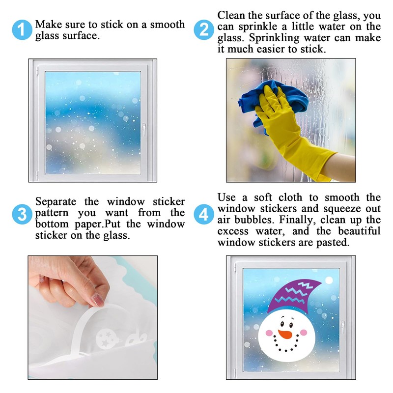 JarThenaAMCS 9 Sheet Winter Window Clings Funny Christmas Snowman Snowflake