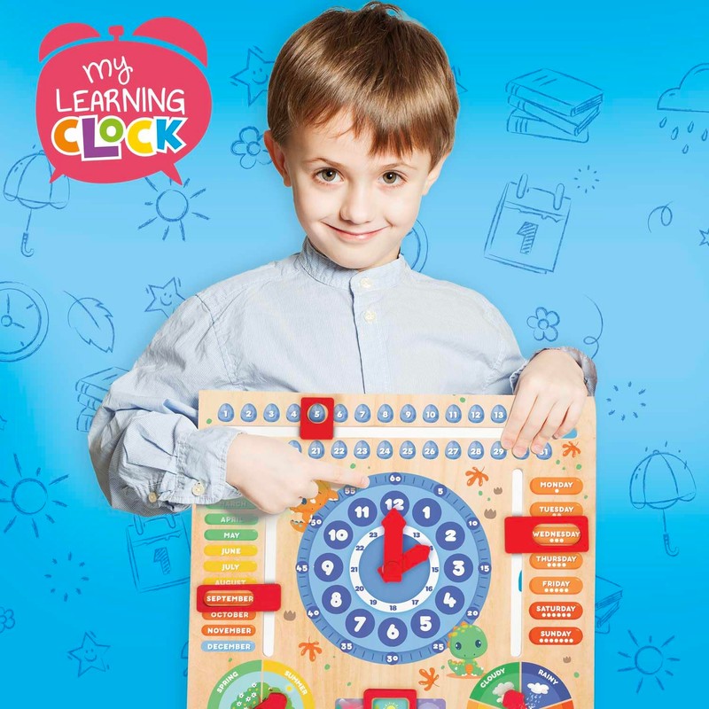 CRAZE My Learning Clock Dino English Language - Wooden Learning