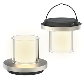 VerLuce Solar Powered Outdoor Lights – Hanging Waterproof Patio Decor with Dimmable Candlelight Glow – Rechargeable Battery for Table or Garden Use – Black, 2PK