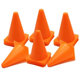 [ 48 Pack ] 7 Inch Plastic Traffic Cones Field Marker Cones Sport Training Traffic Cone Sets for Skate Soccer Indoor/Outdoor Agility Training & Festive Events Physical Education Flexible - Orange (48)