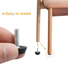 Zorveiio 8 Pcs Furniture Levelers M6 x 20mm Table Leg Levelers, Levelling Foot Screw on Furniture Adjuster Mini Adjustable Feet for Furniture Legs Patio Furniture Feet - Black