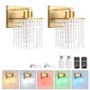 Shenmoyl Set of 2 Crystal Battery Operated Wall Sconce,Rechargeable Wall