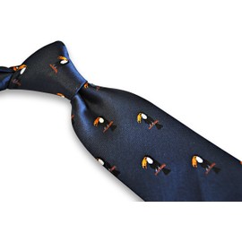 Frederick Thomas Navy Blue Mens Tie with Toucan bird pattern