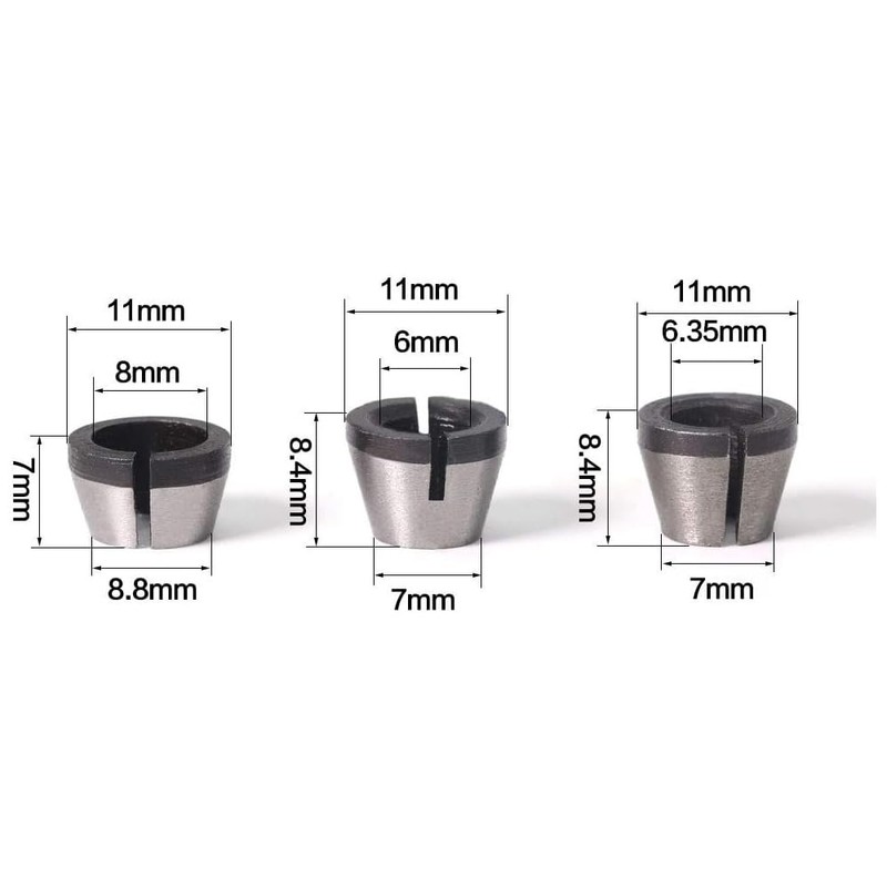 Gasea 3 Packs Router Collet Chuck Clamping Adapter for Woodworking
