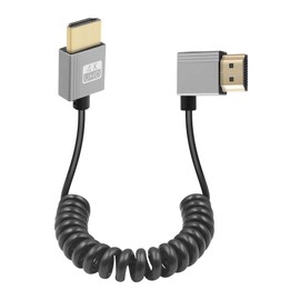 GELRHONR 4k HDMI Coiled Cable, Male-to-Male HDMI Extension Cable Spring Flexible Cable, High Speed 4K@60Hz HDMI to HDMI 2.0 Cable Slim, Support ARC, 3D, HD TV, Laptop, PC, Projector (Right Angle)