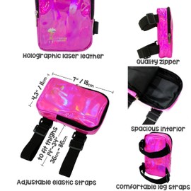 Holographic Thigh Bag | Leg Harness for Women | Outdoor Waist Pouch | Carnival Hiking Travel Fanny Pack with Adjustable Straps, Purple, One Size, Regular Thigh Bag