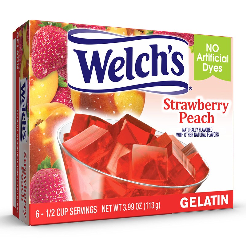 Welch's Strawberry Peach Gelatin, 3.99 Oz, Pack of 12