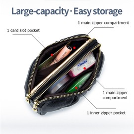 SMITH SURSEE - Carteras de pulsera para mujer, de piel auténtica, monederos fruncidos, Azul