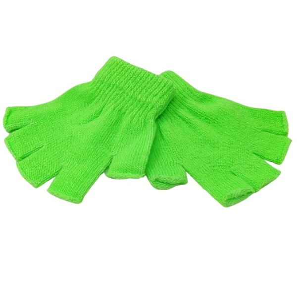 WS Accessories 1 Pair of Kids Unisex Fingerless Gloves [Neon