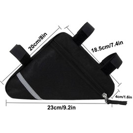 QitinDasen 2 Pieces Bike Triangle Bags, Waterproof Bicycle Front Tube Frame Bag, Double-Sided Reflective Decoration Makes Night Riding Safer (Black)