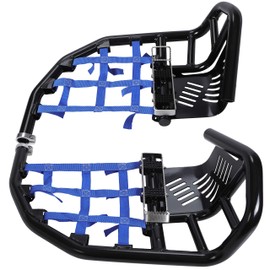 KUAFU Nerf Bars Foot Peg Heel Guard Aluminum Compatible with All years Honda TRX 450R (Black Nerfs + Blue Nets)