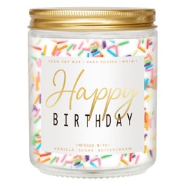 Happy Birthday Candle - Vanilla Cream Birthday Candle, Unique Birthday Gifts for Women - 7oz Scented Candle with Sprinkles, Birthday Gifts for Men/Best Friend