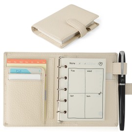 Personal Organizer, M5 Notebook, Binder, 6 Holes, Card Case, Thin, Lightweight, Includes Brush Insert, Refill, Notepad, Card Storage, Students, Commuting to Work, Diary, Pocket Size, Office Supplies