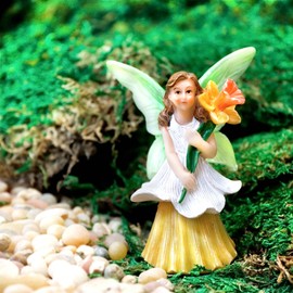 NW Wholesaler Fairy Garden Daffodil Fairy - Miniature Fairy Figurine for Fairy Gardens and Garden Decor