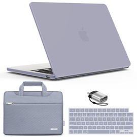 IBENZER Compatible with 2025 2024 2023 2022 MacBook Air 13 inch case M3 A3113 M2 A2681, Hard Shell Case & Sleeve & Keyboard Cover & Type-C Adapter for Mac Air 13.6, Lavender Gray, KK-LVGY+3