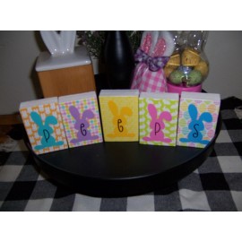 Decor Peeps Blocks Bunny Easter sign Farmhouse kitchen tray Holiday decor