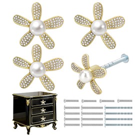 Petal Handles Gold Drawer Knobs Shiny Flower Petal Cabinet Dresser Handle Knobs for Girl's Room Dresser Cupboard Drawer Wardrobe Decorative Furniture Knobs (Flower-A)