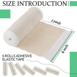 6 Pack 6 Inch Elastic Bandage Wrap with Hook and Loop Fasteners at Both Ends 6 Inch Wide Elastic Bandage Compression Bandage Compression Wrap for Sprained Ankle Knee Elbow