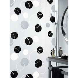 Spirella Bubble PEVA Opaque Plastic Shower Curtain, 180 x 200 cm, Black/ Grey/ White