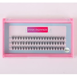 PINK PEPPER Self Eyelash Extensions, Self Eyelash Extensions, For Partial Use, 0.03 inches (0.07 mm) Thickness, 20 Pieces (C-9 mm)