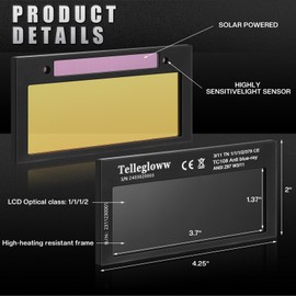 Shade 11)3 Set 2" x 4 1/4"Gold Auto Darkening Welding Lens 2x4 1/4, Solar Energy Welding Lens, 2x4 1/4 Replacement for Standard Hoods and Helmets