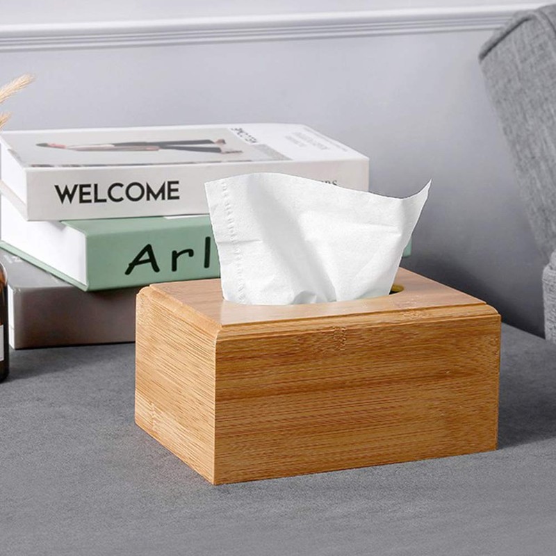 FOROREH Tissue Dispenser Cosmetic Tissue Box Bamboo Tissue Dispenser Tissue