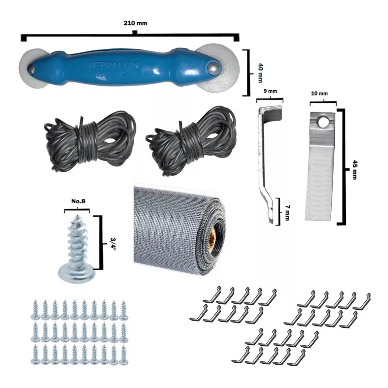 Robin Kit Instalación Tela Mosquitero 5x0.9m C/pijas & Retenes