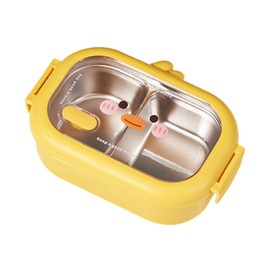 ISAKEN Stainless Steel Lunch Box for Children, Girls, Boys, Leak-Proof Bento Box, Lunch Box with 2 Compartments, Metal, Environmentally Friendly & BPA-Free, Lunch Boxes for School, Work, Picnic,