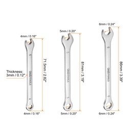 HARFINGTON Thin Combination Wrench Set 4/5/6mm Offset 6-Point Ended Box and 15° Angled Open End Mini Combination Wrench 30Cr13 Stainless Steel Metric Spanner with for Auto Repairs