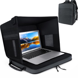 GiMiUiTo Laptop Sun Shade Backpack for Working Outside, 12-16" Outdoor Laptop Shade & Computer Tent, Anti-Glare Laptop Tent Sun Shade with Privacy Shield and Luggage Sleeve,Black