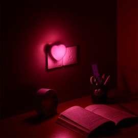 INZU Cute Night Light, Heart Night Light for Kids, LED Nightlight with Auto Dusk to Dawn Sensor, Nightlight Plug into Wall with Soft Warm Light for Bedroom, Nursery, Bathroom, Hallway (Pink)