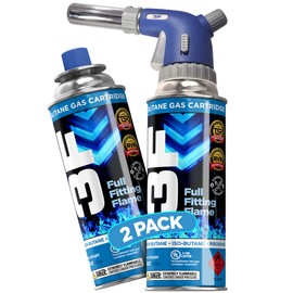 3F Culinary Professional Torch + 2 Butane Canisters Included Cooking Torch Baking Searing Campfires Charcoal Grills Camping Butane Fuel