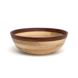 Lipper International 2184 Rubber Wood Two-Tone Bowls, Medium, Multicolor