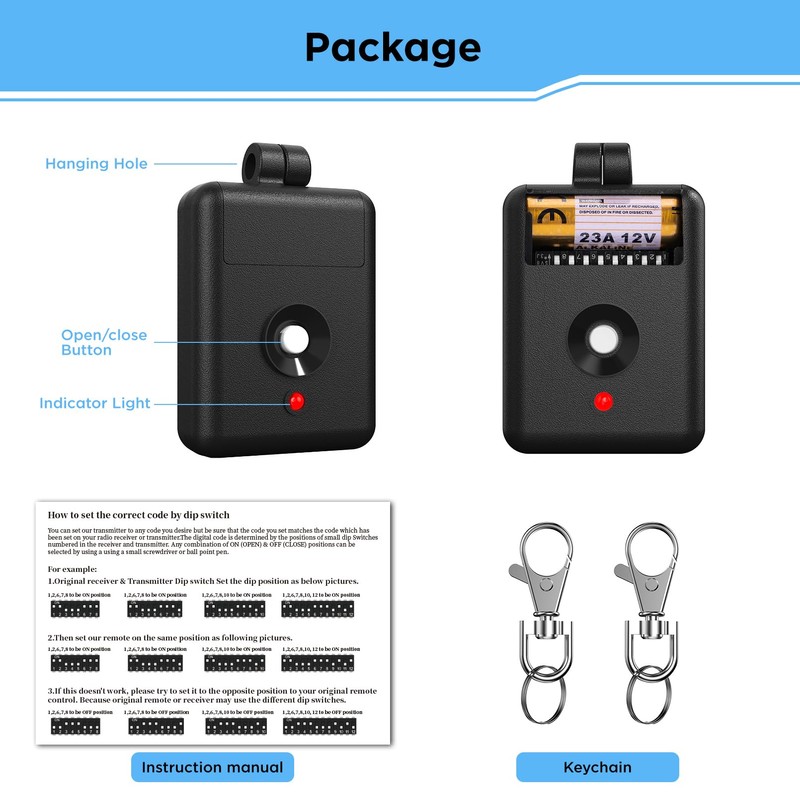 Linear DNT00026 Delta-3 310MHZ Garage Door Remote, 1-Channel Keychain Transmitter