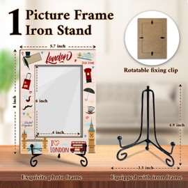 BSNZZIO London Travel Photo Frame, Wooden Picture Frame with Stand, London Gifts Vacation Gifts for Friends Coworker, London Souvenirs Office Home Desk Decor Tabletop Display -TXK13